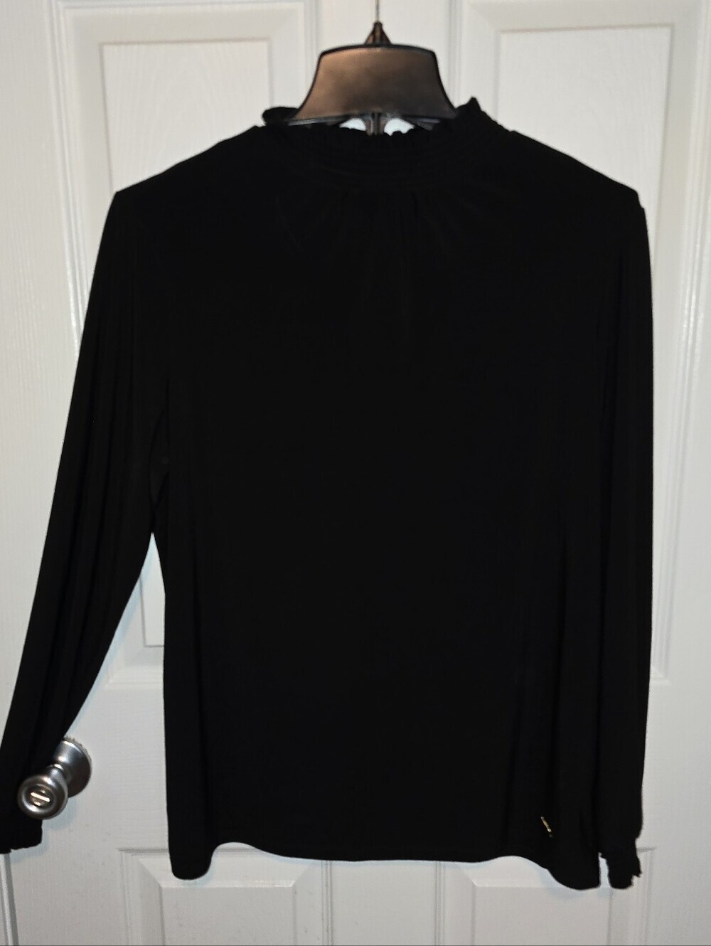 Anne Klein Black Long-Sleeve Mock Neck Top